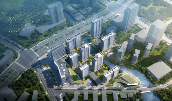 滨河道花苑效果图鸿翔&百盛项目根据地块出让时附带的条件,鸿翔&百盛