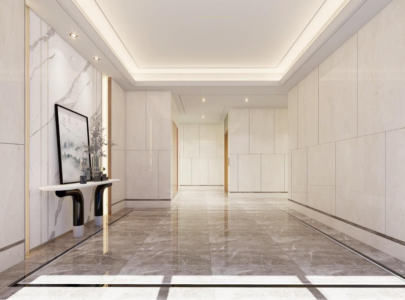 楼栋入户大堂示意图4,石材干挂,精雕细琢的洋房,典雅华贵国风洋房的1