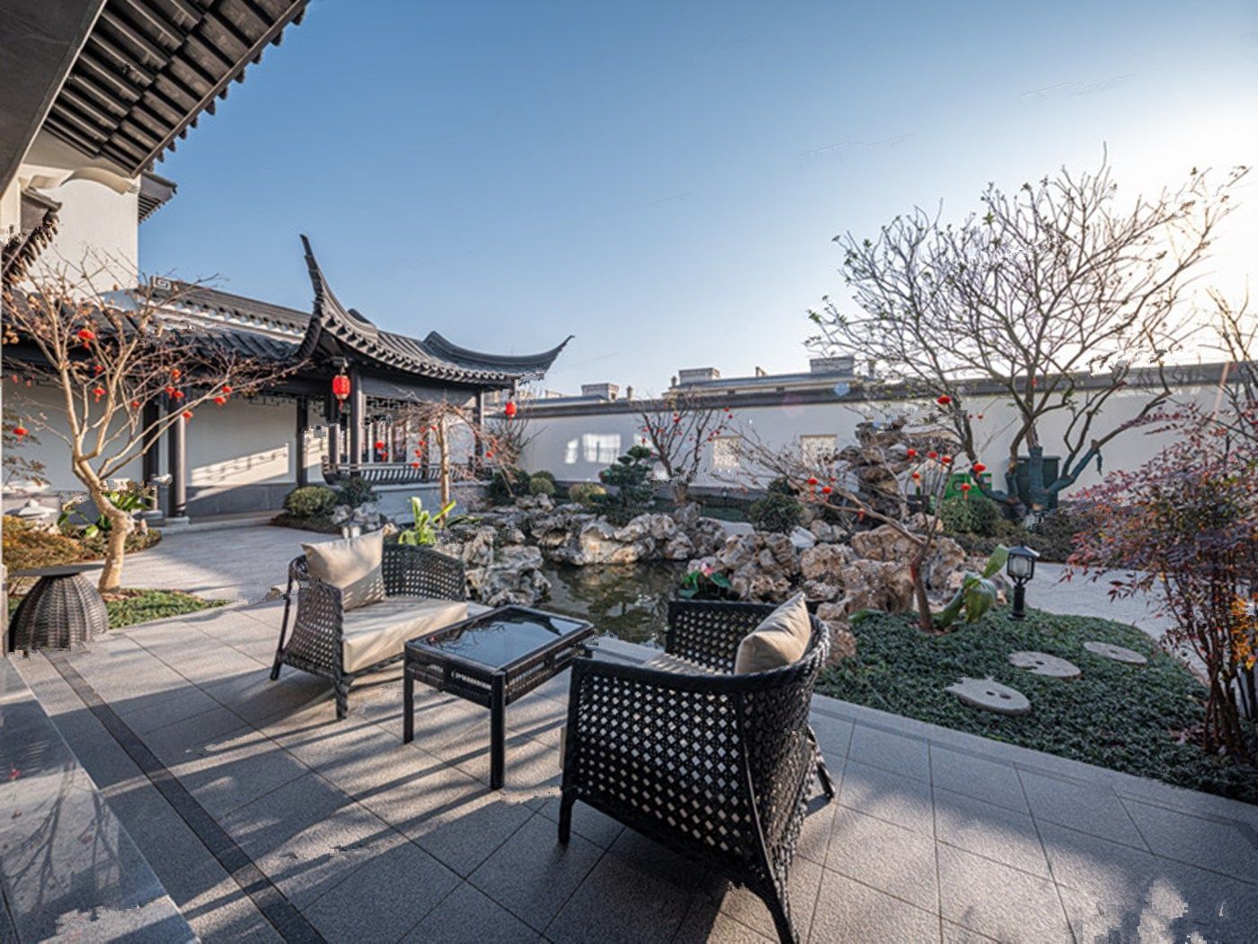 华宸十里风荷中式合院别墅布局南低北高依山而建